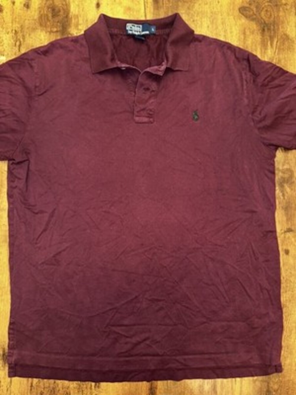 Vintage Polo Ralph Lauren Burgundy Pique Polo Shirt - Size L #204